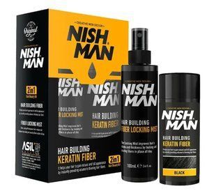 Камуфляж для залисин Nishman Hair Building (пудра 20г + фіксатор 100мл) світло-коричневий